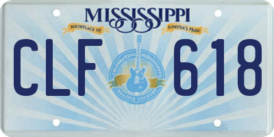 MS license plate CLF618