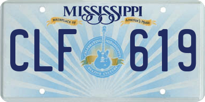MS license plate CLF619