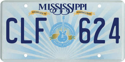 MS license plate CLF624