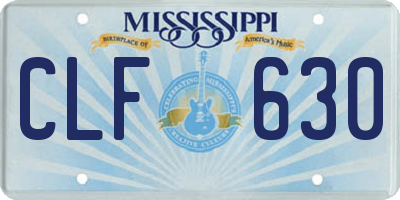 MS license plate CLF630