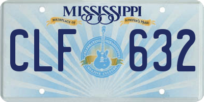 MS license plate CLF632