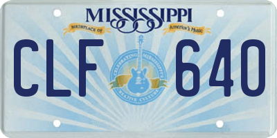 MS license plate CLF640