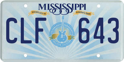 MS license plate CLF643