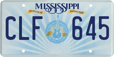 MS license plate CLF645