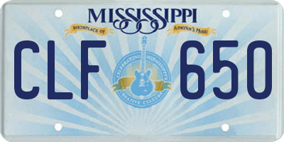 MS license plate CLF650