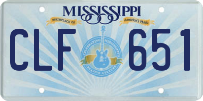 MS license plate CLF651