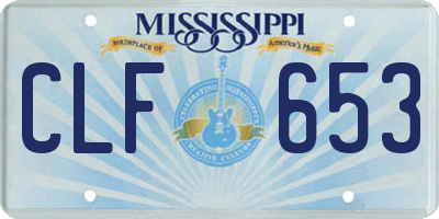 MS license plate CLF653