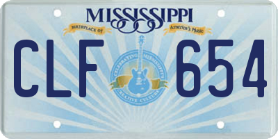 MS license plate CLF654