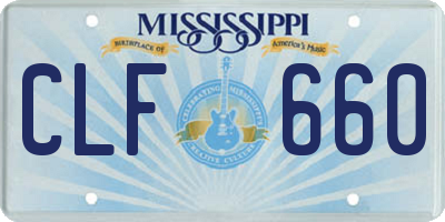 MS license plate CLF660