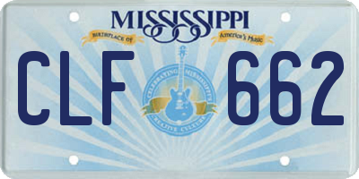 MS license plate CLF662