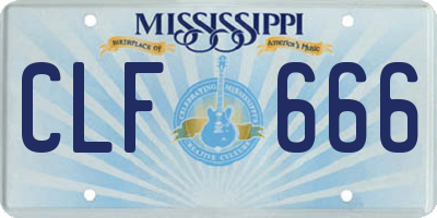 MS license plate CLF666