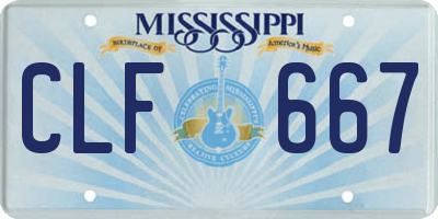 MS license plate CLF667