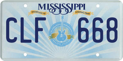 MS license plate CLF668