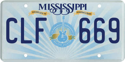 MS license plate CLF669