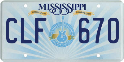 MS license plate CLF670