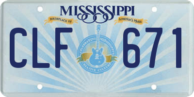 MS license plate CLF671