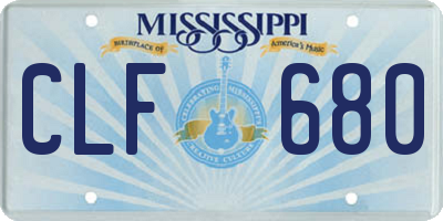 MS license plate CLF680