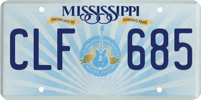 MS license plate CLF685