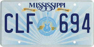 MS license plate CLF694