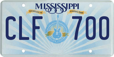 MS license plate CLF700
