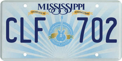 MS license plate CLF702
