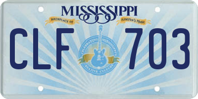 MS license plate CLF703