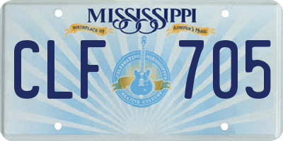 MS license plate CLF705