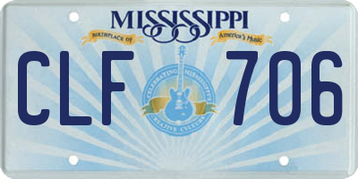 MS license plate CLF706