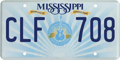 MS license plate CLF708