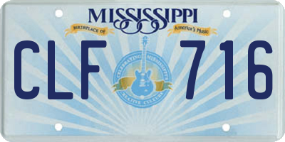 MS license plate CLF716
