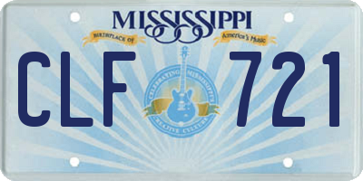 MS license plate CLF721
