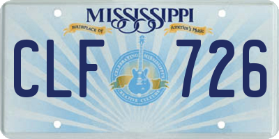 MS license plate CLF726