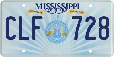 MS license plate CLF728