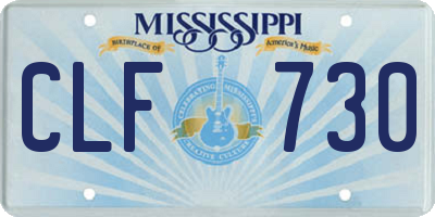 MS license plate CLF730