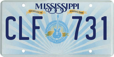 MS license plate CLF731