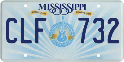 MS license plate CLF732