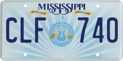 MS license plate CLF740