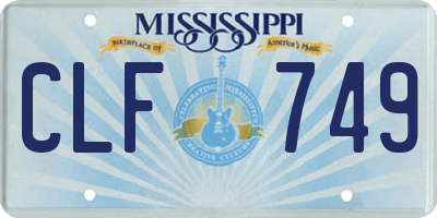 MS license plate CLF749