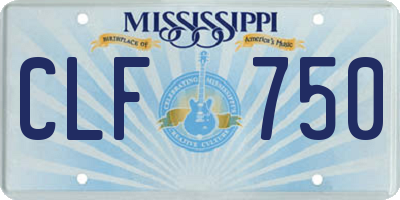 MS license plate CLF750