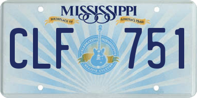 MS license plate CLF751