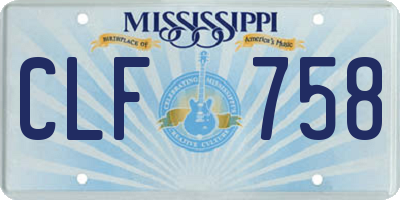 MS license plate CLF758