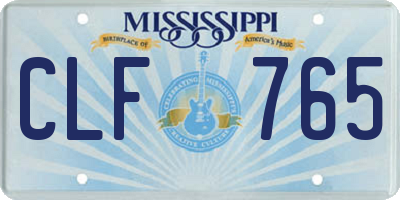 MS license plate CLF765