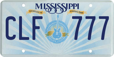 MS license plate CLF777
