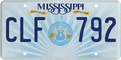 MS license plate CLF792