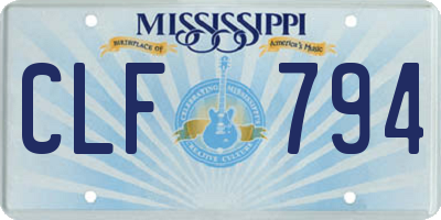 MS license plate CLF794