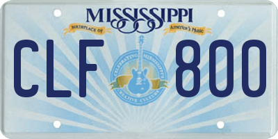 MS license plate CLF800