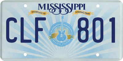 MS license plate CLF801