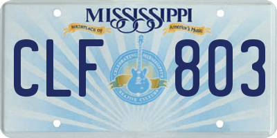 MS license plate CLF803