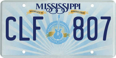 MS license plate CLF807