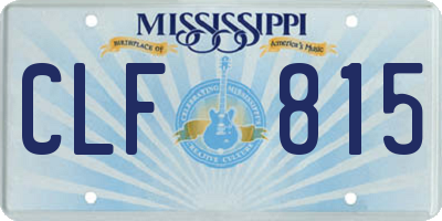 MS license plate CLF815